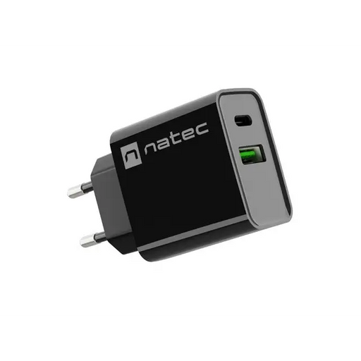 Natec USB Charger Ribera 1X USB-A + 1X USB-C 20W Black - Аксесоари<<<NATEC компютърна