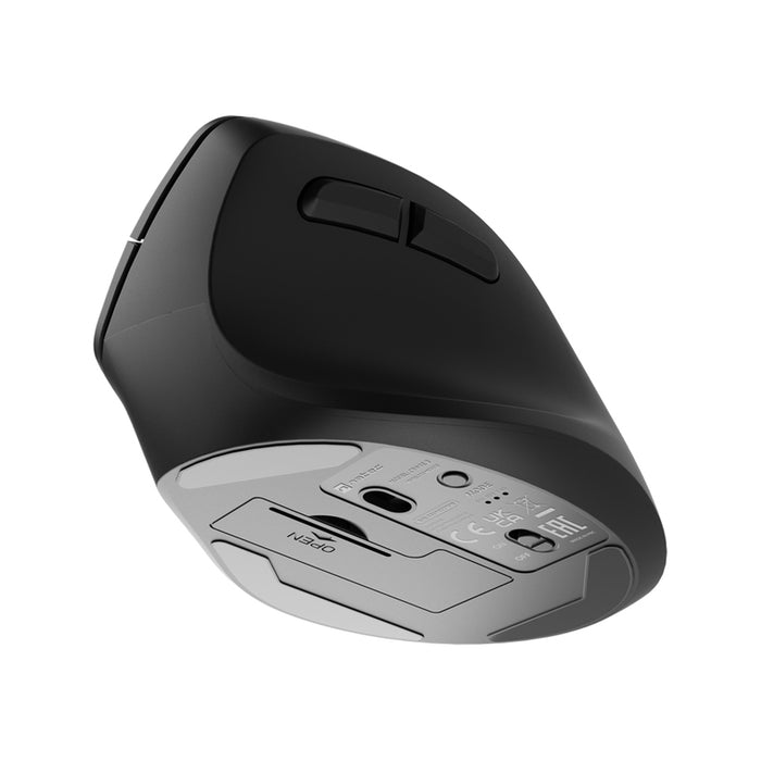 Natec Vertical Mouse Crake 2  BLUETOOTH 5.2 + 2.4GHZ BLACK 2400dpi, Right handed, black