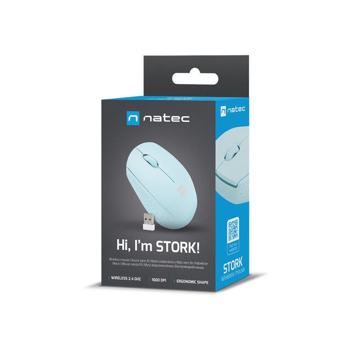 Natec Mouse Stork Wireless 1600DPI Optical, Blue