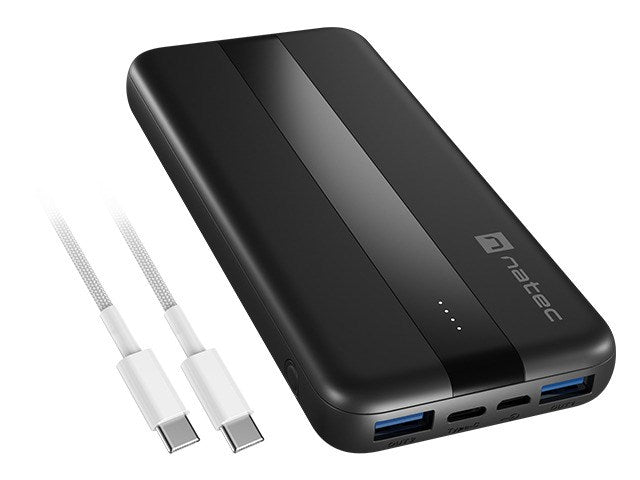 Natec Powerbank Trevi Slim Q V2 10000MAh 2X USB-A 18W + 1X USB-C 20W + USB-C - USB0-C CABLE