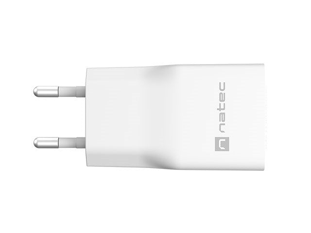 NATEC RIBERA GAN SLIM MAINS CHARGER 1× USB-A + 1× USB-C 20W WHITE