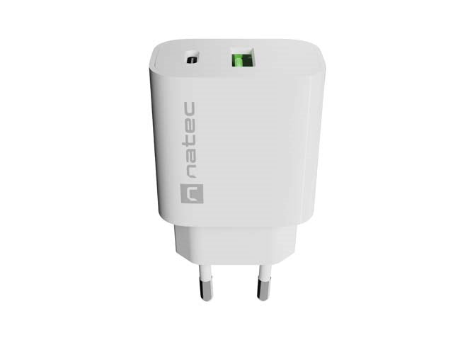 WALL CHARGER NATEC RIBERA 1X USB-A + 1X USB-C 20W WHITE