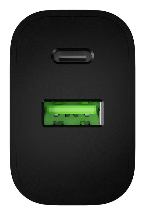 WALL CHARGER NATEC RIBERA 1X USB-A + 1X USB-C 20W BLACK