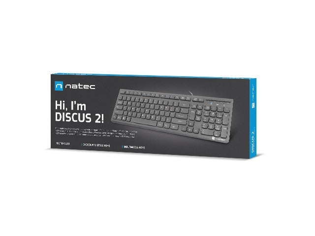 Natec Keyboard Discus 2 SLIM US Layout Black