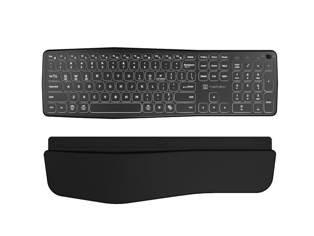 Natec wireless bluetooth keyboard PORIFERA x-scissors, backlit ergonomic us layout