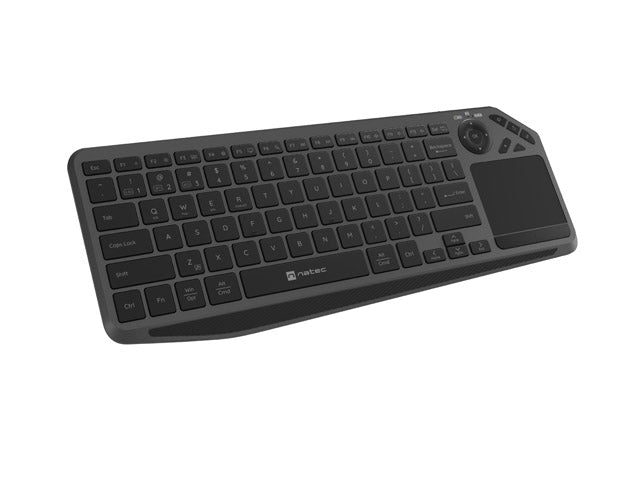 Natec Turbot 2 Keyboard, US, Wireless, BT, 2.4GHz, X-Scissors with Touchpad for Smart TV, Black-Gray