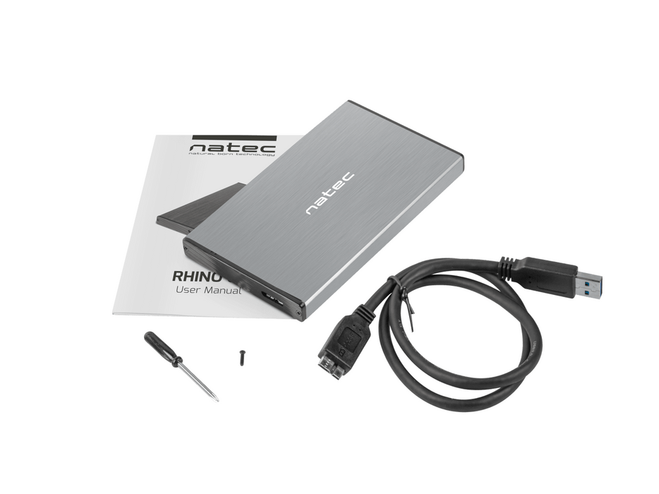 2.5'' SSD/HDD drawer, Natec Rhino Go, USB 3.0, Gray