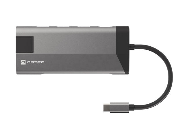 Natec Fowler Plus Multiport Adapter 8 in 1, USB 3.0 HUB, HDMI 4K, USB-C PD, RJ45, SD, Micro