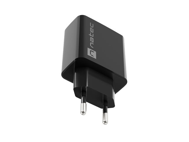Natec USB Charger Ribera 1X USB-A + 1X USB-C 20W, Black