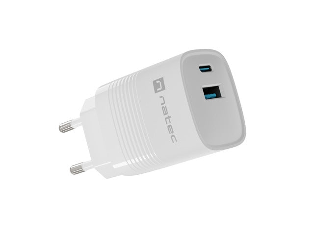 Natec USB Charger  Ribera Gan 1X USB-A + 1X USB-C 30W, White