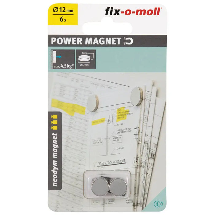 NEODYMIUM MAGNETIC DISC 12 MM/3 MM 6 PCS FIX-O-MOLL - Магнитни инструменти и аксесоари<<<Ръчни