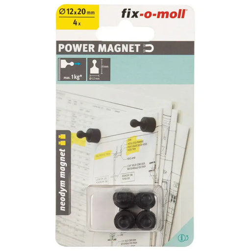 NEODYMIUM MAGNETIC PINS/ SPONGES 12 MM/20 MM 4PCS FIX-O-MOLL BLACK - Магнитни инструменти и аксесоари<<<Ръчни