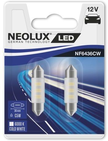 NEOLUX FESTOON 36MM 6000K 0,5W 12V BLISTER X2 PCS
