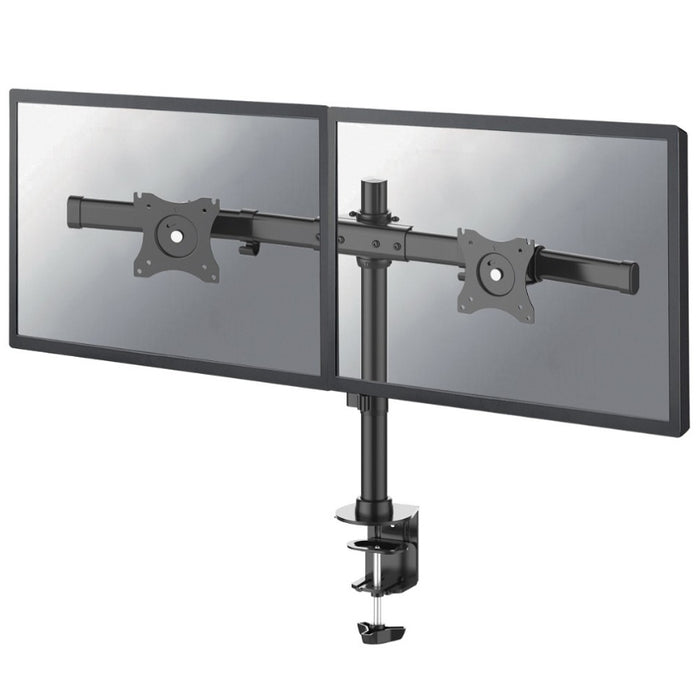 Neomounts Flat Screen Desk Mount (clamp/grommet) for 2 Monitor Screens - Crossbar