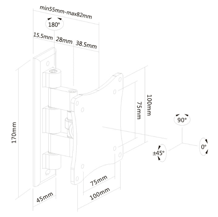 Neomounts Flat Screen Wall Mount (1 pivot & tiltable)