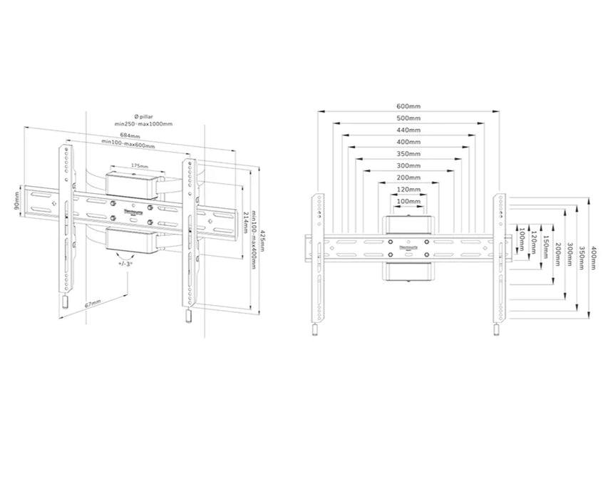 Neomounts Select Screen Pillar Mount (fixed, VESA 600x400)