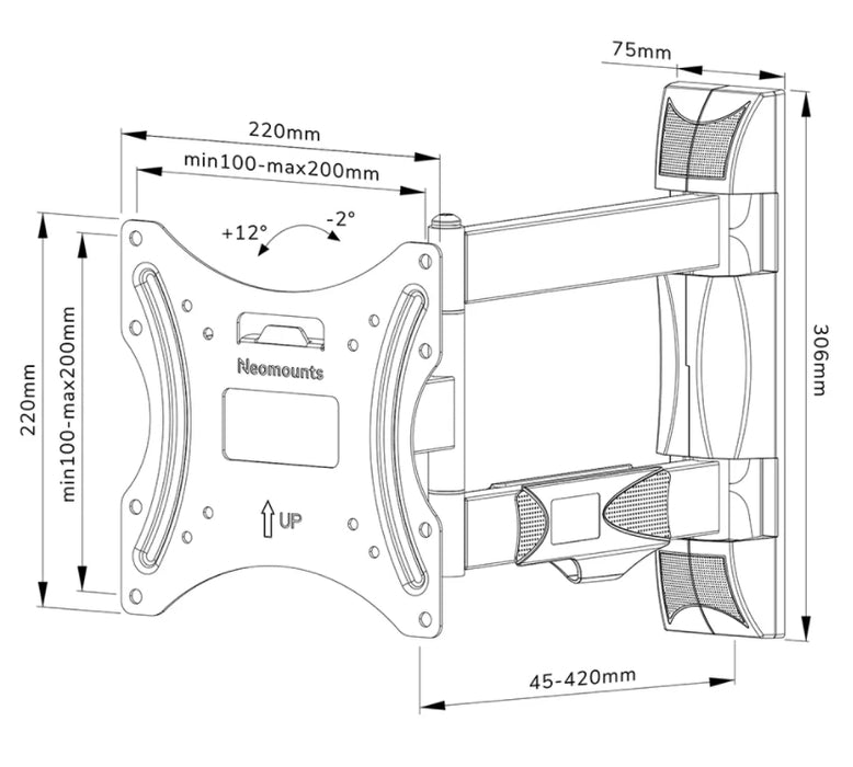 Neomounts Screen Wall Mount (full motion, 3 pivots, VESA 200x200)