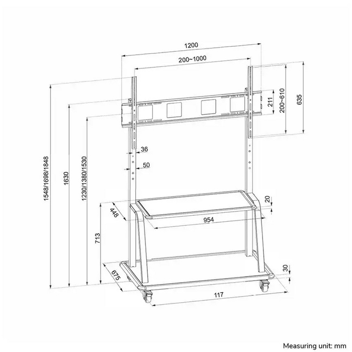 Neomounts Mobile Flat Screen Floor Stand (stand + trolley) (height: 137-162 cm) box 1&2 - Колички и поставки за екрани