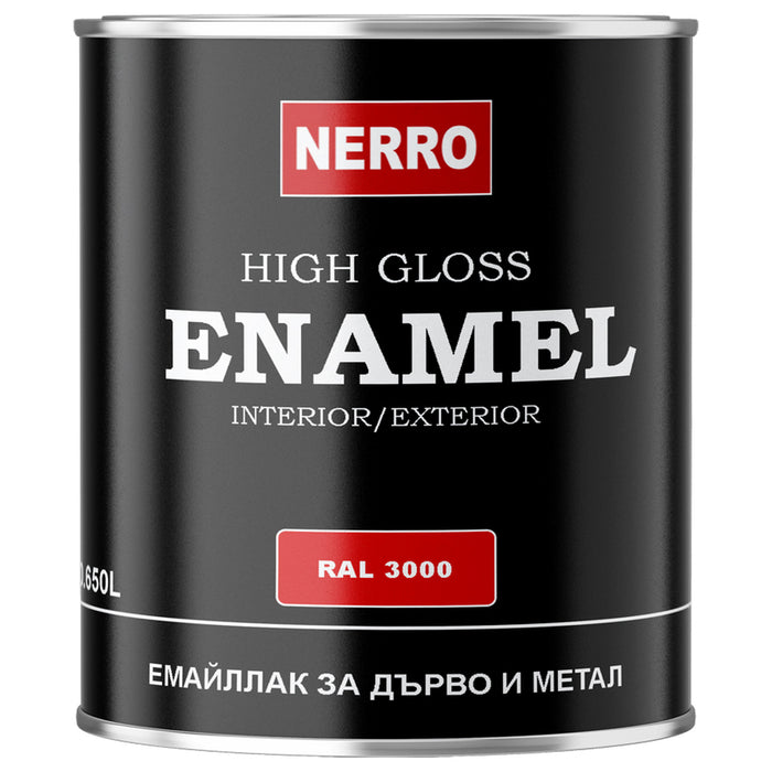 ENAMEL FOR WOOD AND METAL RAL 3000 RED 0.650 L NERRO