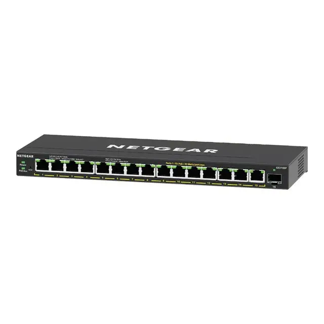 NETGEAR 16PT GE Plus Switch W/ POE+ - Комутатор - Уебмениджмънт<<<Мрежи<<<Мрежи и умен дом<<<ALSO&&&Компютър Мрежи и