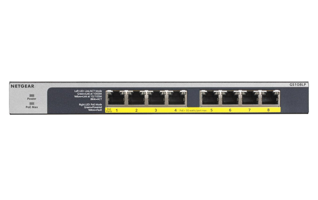 NETGEAR 8-Port PoE/PoE+ Gigabit Ethernet Unmanaged Switch GS108LP