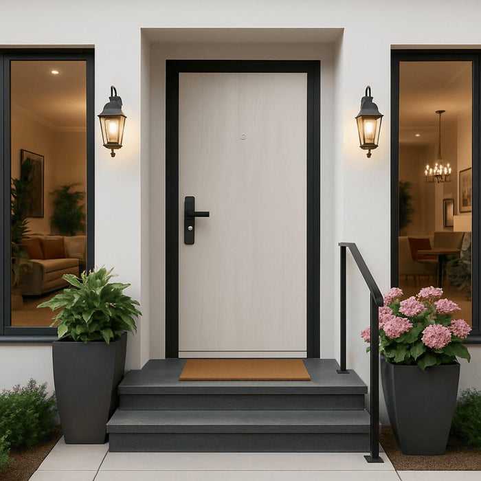 METAL ENTRANCE DOOR 90X200 LEFT GREY