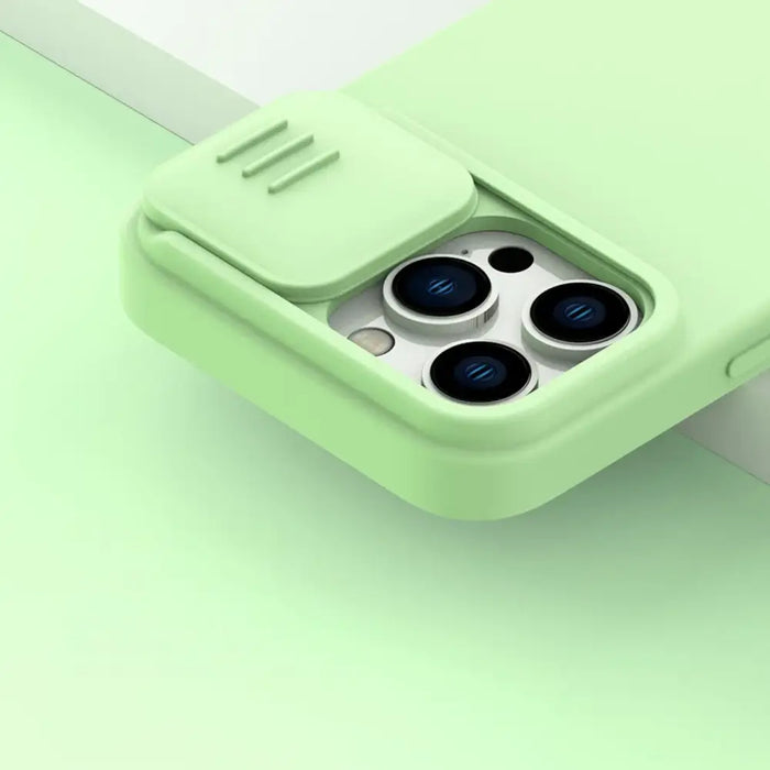 Nillkin CamShield Magnetic Silicone Case iPhone 14 Pro Magnetic MagSafe Cover with Camera Protector Green - Cell phone