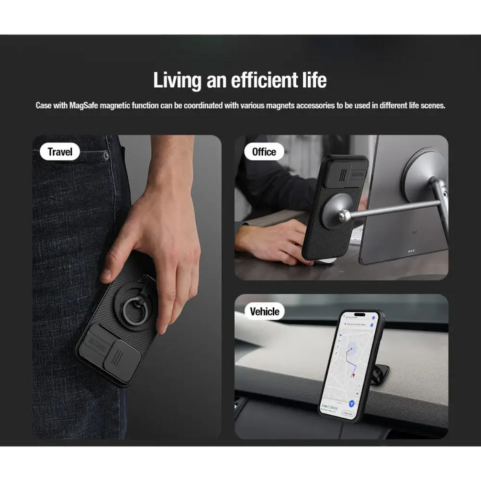 Nillkin CamShield Pro Magnetic Case for iPhone 15 Pro Max with Camera Protector - Black - Cell phone cases