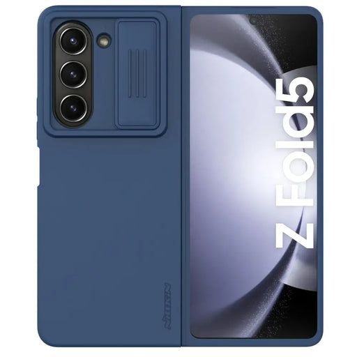 Nillkin CamShield Silky Silicone Case for Samsung Galaxy Z Fold 5 with Camera Protector - Dark Blue - Cell phone cases