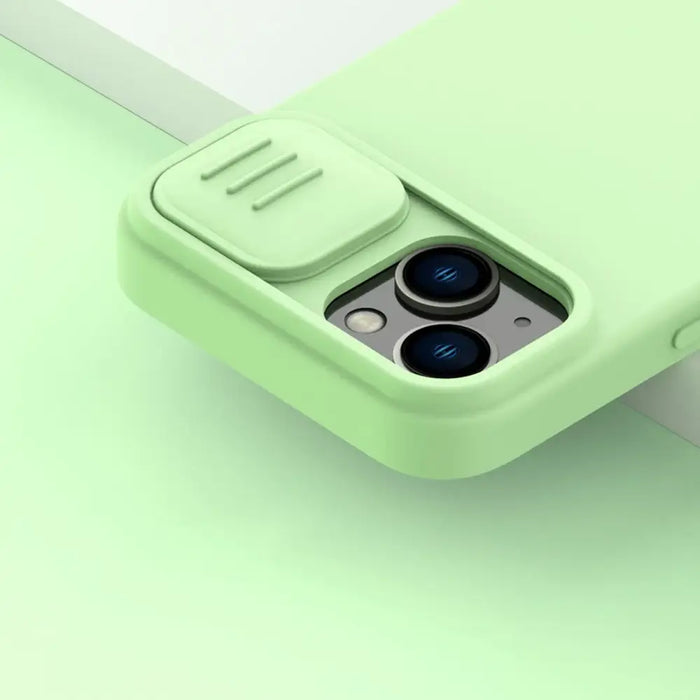 Nillkin CamShield Silky Silicone Case iPhone 14 case cover with camera cover green - Cell phone cases