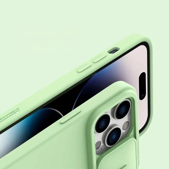 Nillkin CamShield Silky Silicone Case iPhone 14 Pro Max case with camera cover green - Cell phone cases
