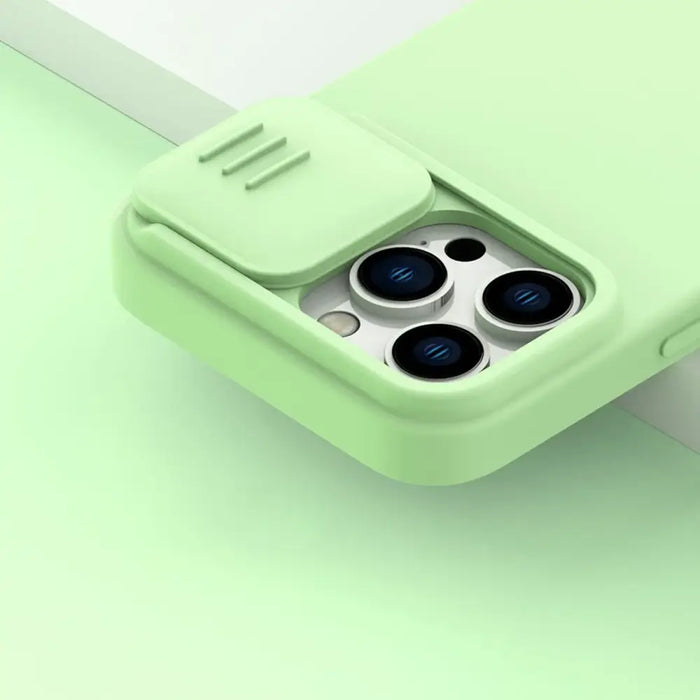 Nillkin CamShield Silky Silicone Case iPhone 14 Pro Max case with camera cover green - Cell phone cases