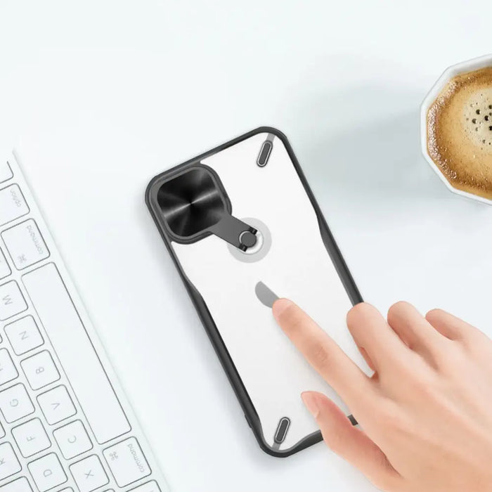 Nillkin Cyclops Case durable case with camera cover and foldable stand for iPhone 13 black - Cell phone cases