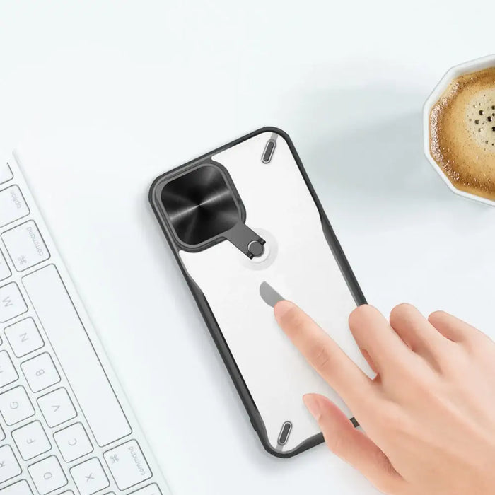 Nillkin Cyclops Case durable case with camera cover and foldable stand for iPhone 13 Pro Max blue - Cell phone cases