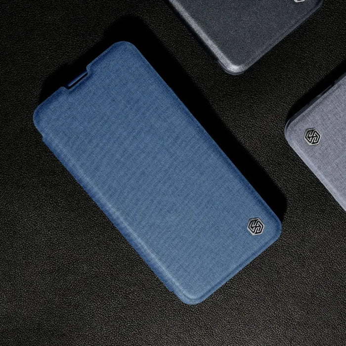 Nillkin Qin Cloth Pro Case Case for iPhone 14 Pro Camera Cover Holster Cover Flip Case Blue - Cell phone cases