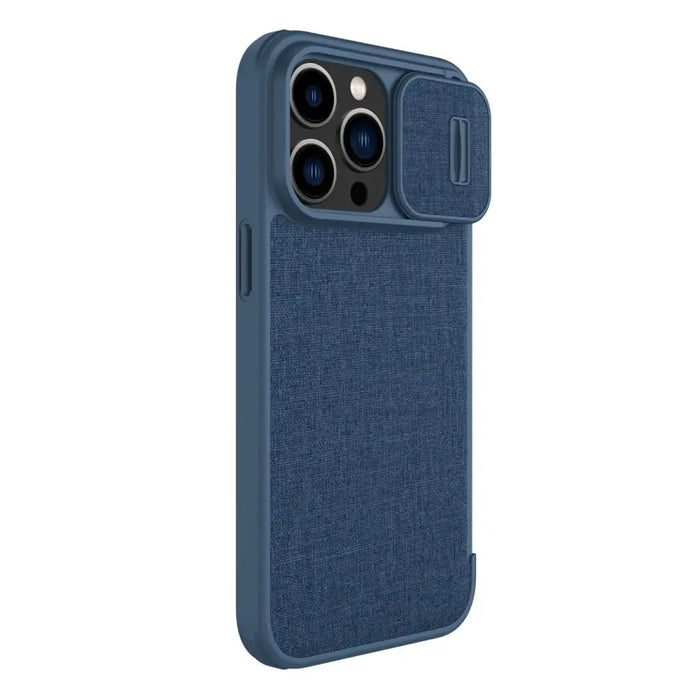 Nillkin Qin Cloth Pro Case Case for iPhone 14 Pro Camera Cover Holster Cover Flip Case Blue - Cell phone cases