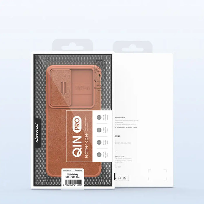 Nillkin Qin Leather Pro Case Case for Samsung Galaxy S23+ Cover with Flip Camera Protector Brown - Cell phone cases