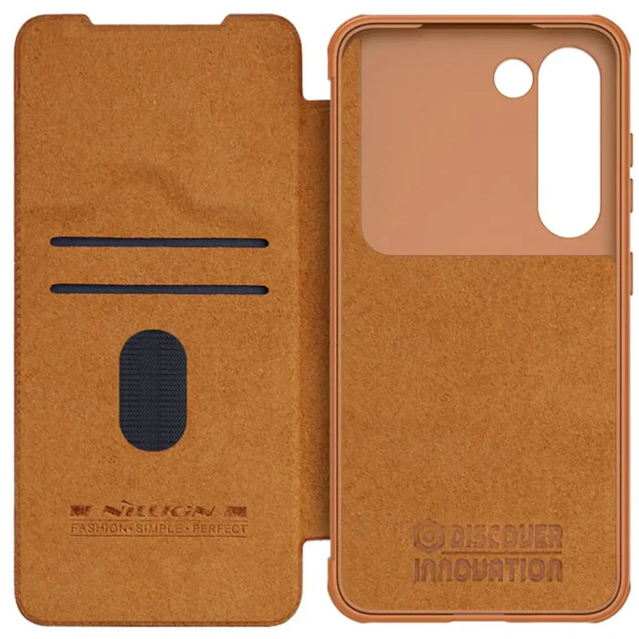 Nillkin Qin Leather Pro Case Case for Samsung Galaxy S23+ Cover with Flip Camera Protector Brown - Cell phone cases
