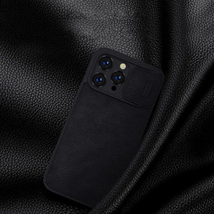 Nillkin Qin Leather Pro Case iPhone 14 Pro Camera Cover Holster Cover Flip Case Brown - Cell phone cases