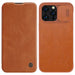 Nillkin Qin Leather Pro Case iPhone 14 Pro Camera Cover Holster Cover Flip Case Brown - Cell phone cases