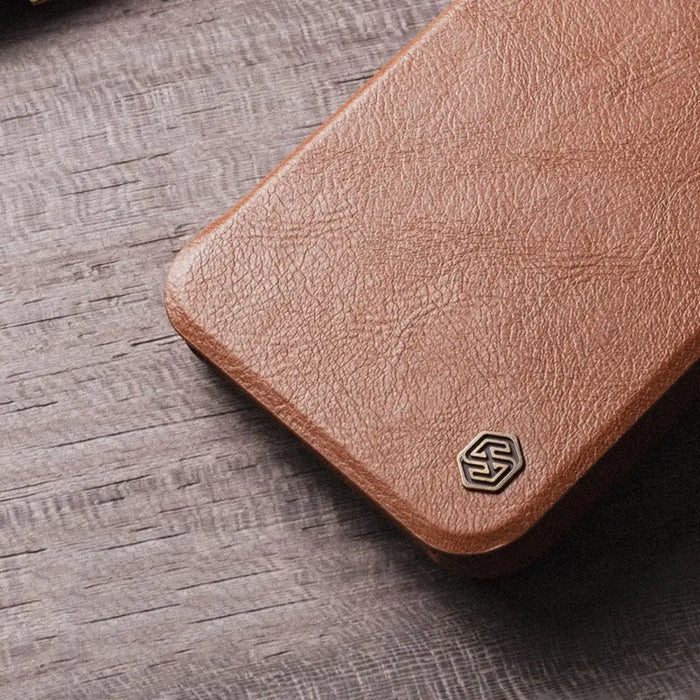 Nillkin Qin Leather Pro Case iPhone 14 Pro Camera Cover Holster Cover Flip Case Brown - Cell phone cases