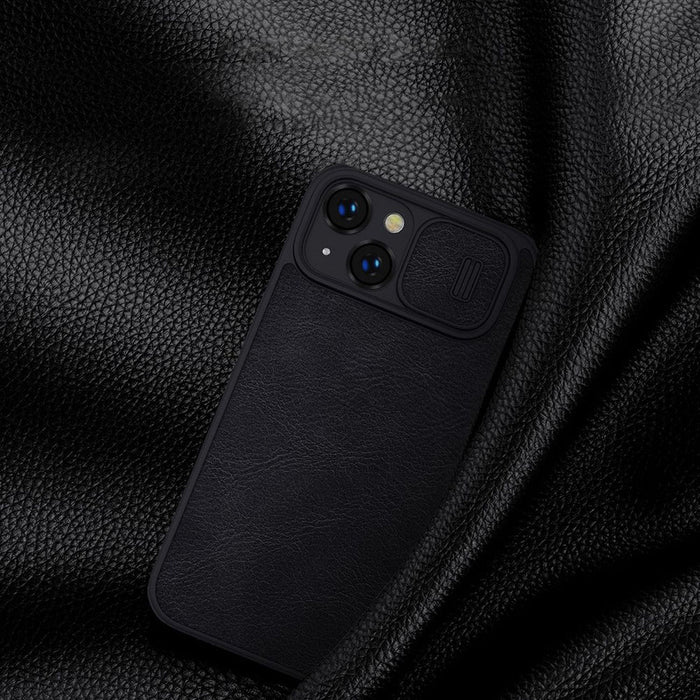 Nillkin Qin Leather Pro Case iPhone 14 Plus Camera Cover Holster Cover Flip Case Blue - Cell phone cases