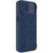 Nillkin Qin Leather Pro Case iPhone 14 Plus Camera Cover Holster Cover Flip Case Blue - Cell phone cases