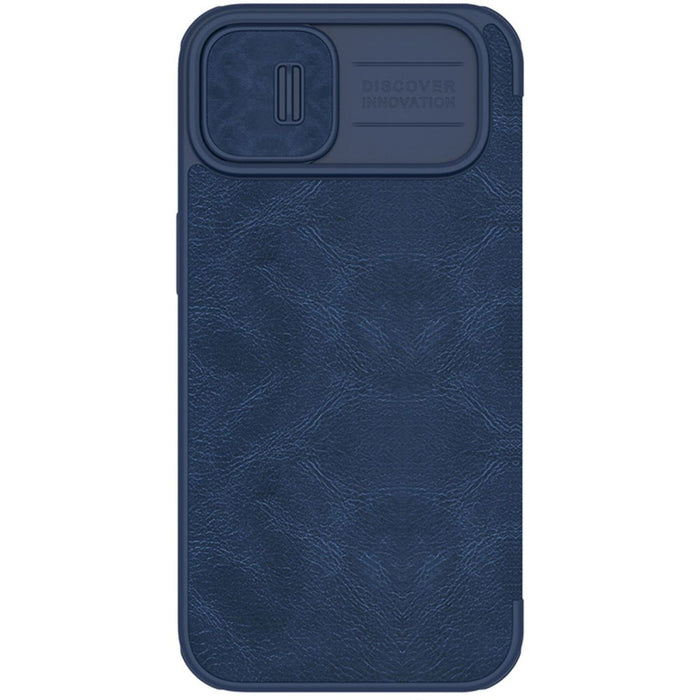 Nillkin Qin Leather Pro Case iPhone 14 Plus Camera Cover Holster Cover Flip Case Blue - Cell phone cases