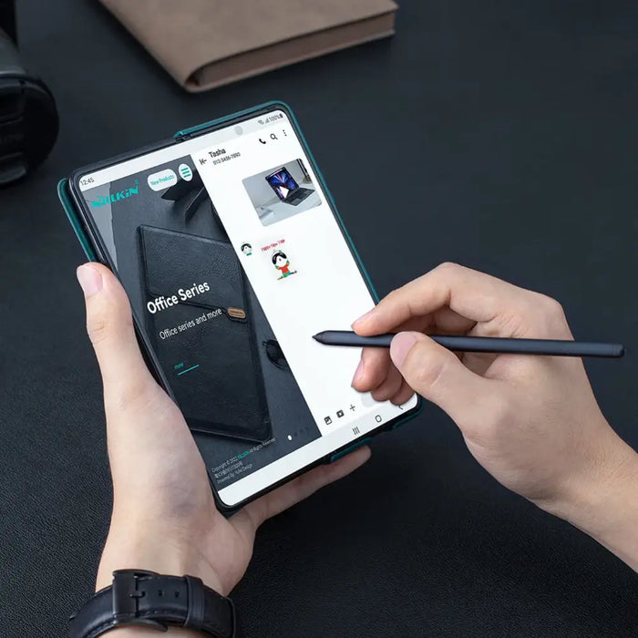 Nillkin Qin Leather Pro Leather Case with Camera Protector for Samsung Galaxy Z Fold 5 - Black - Cell phone cases