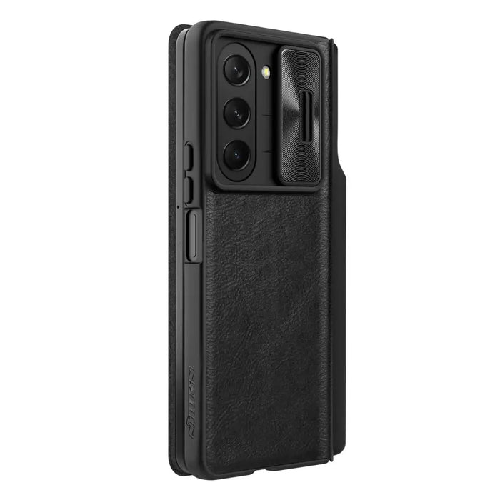 Nillkin Qin Leather Pro Leather Case with Camera Protector for Samsung Galaxy Z Fold 5 - Black - Cell phone cases