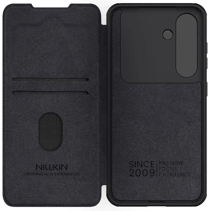 Nillkin Qin Pro Case for Samsung Galaxy S25 with Flip and Camera Cover - Black - Cell phone cases and covers<<<HurtelXML
