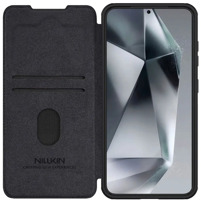 Nillkin Qin Pro Case for Samsung Galaxy S25 with Flip and Camera Cover - Black - Cell phone cases and covers<<<HurtelXML