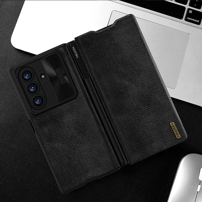 Nillkin Qin Pro Case for Samsung Galaxy Z Fold 7 with S Pen Space - Black - Cell phone cases and covers<<<HurtelXML