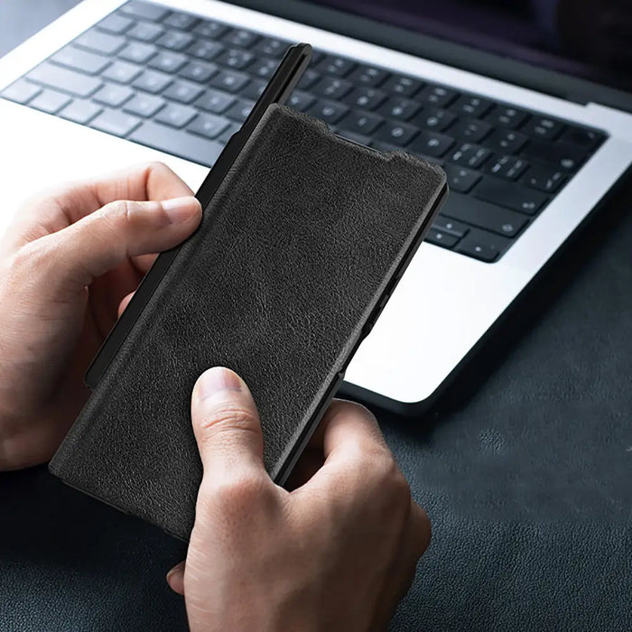 Nillkin Qin Pro Case for Samsung Galaxy Z Fold 7 with S Pen Space - Black - Cell phone cases and covers<<<HurtelXML